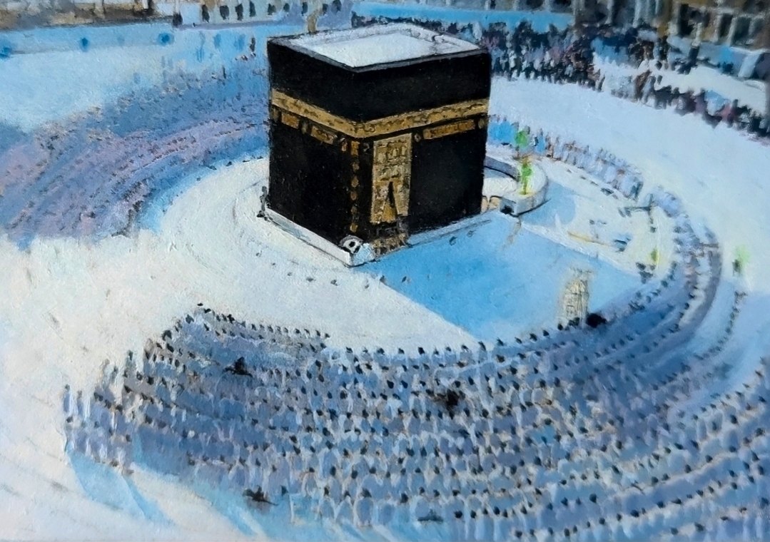 The Kaaba, miniature 9 x 13 cm, oil by Lea Laboy