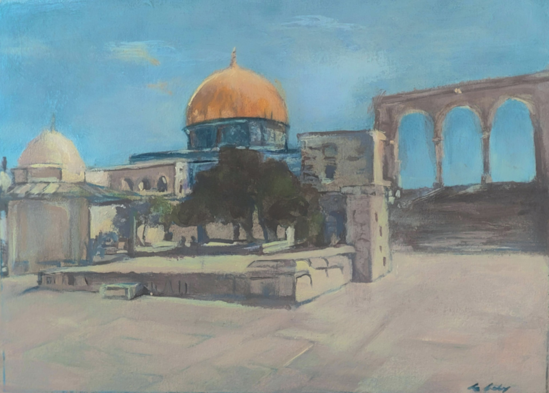  Masjid Al Aqsa, miniature 12x17cm , oil by Lea Laboy